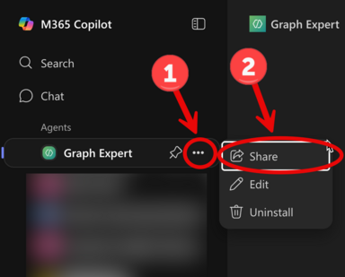 Screenshot with instructions on how to share an agent
