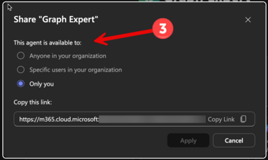 Screenshot-2 with instructions on how to share an agent