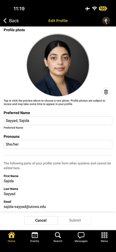 My Profile - Read Only Page