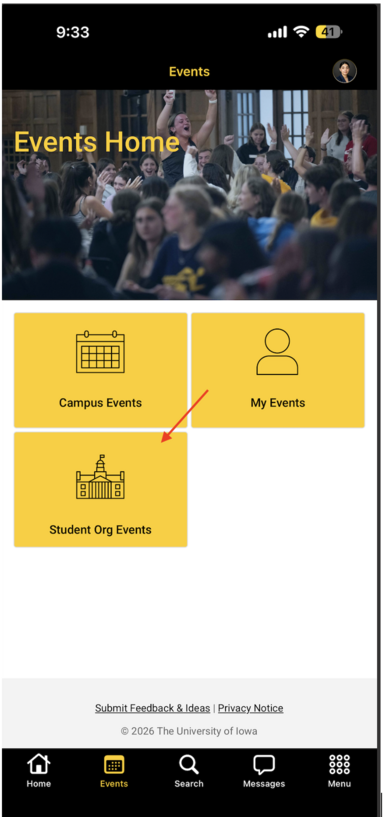 App Events Home Page