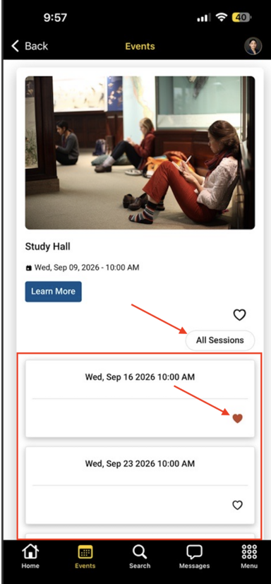 All Sessions Expanded Modal Showing All Sessions Of a Event