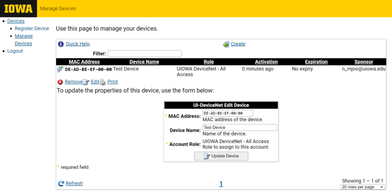 Device Manage Ui Register and Manage Devices on UI-DeviceNet | Information Technology ...