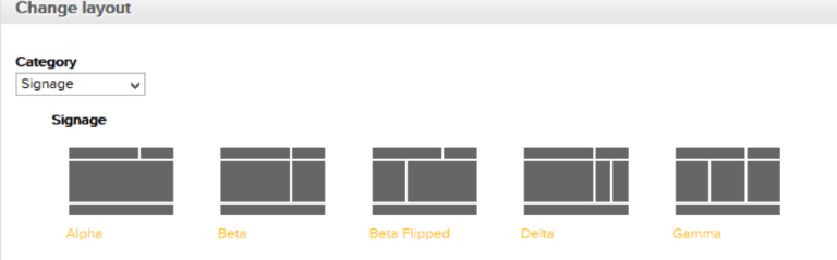 The five different layouts offered