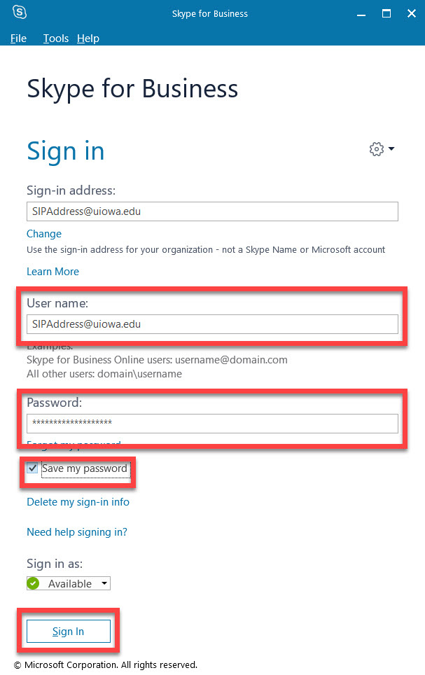 Skype for Business Desktop Client Login | Information Technology ...