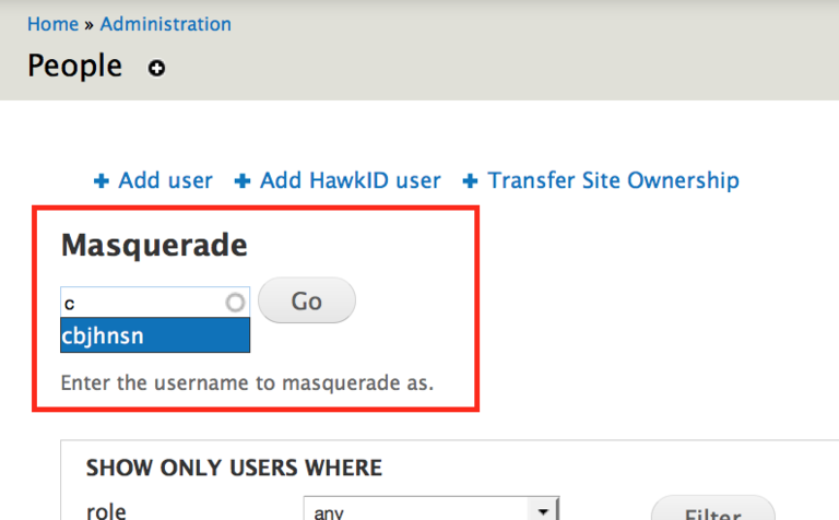 Masquerade block on SiteNow Standard website