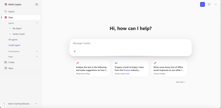 Screenshot of a Copilot Enterprise home page