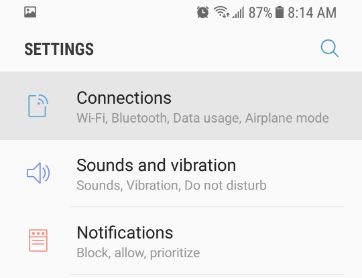 Android tap Connections