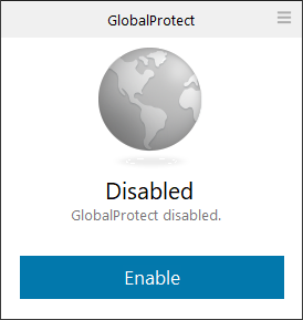 Screenshot of Global Protect Disabled