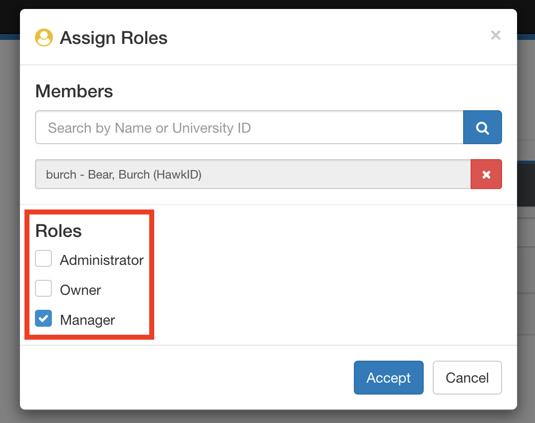 Select the resource roles to assign