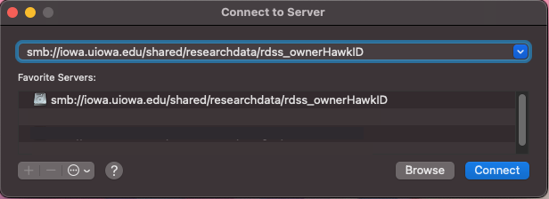 Screenshot of macOS Connect to Server