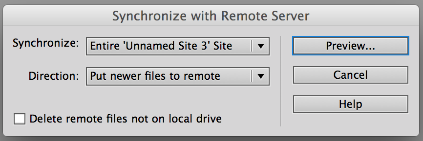 Configuration of Synchronize with Remote Server form