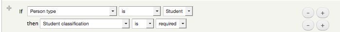 Condition to require Student Classification when Person Type is Student