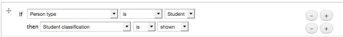 Conditional to show Student Classification field for Person Type of Student