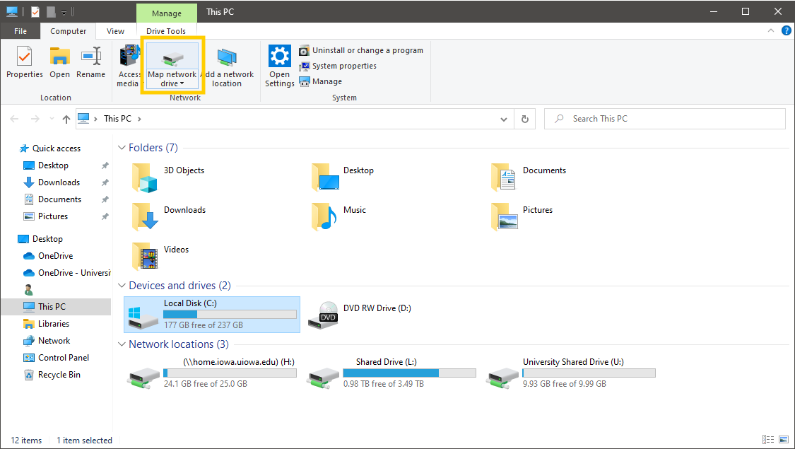 Screenshot of Windows This PC