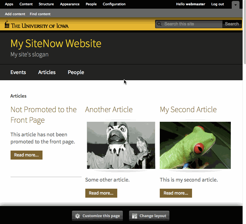 Demonstration of deleting a user account on a SiteNow Standard website